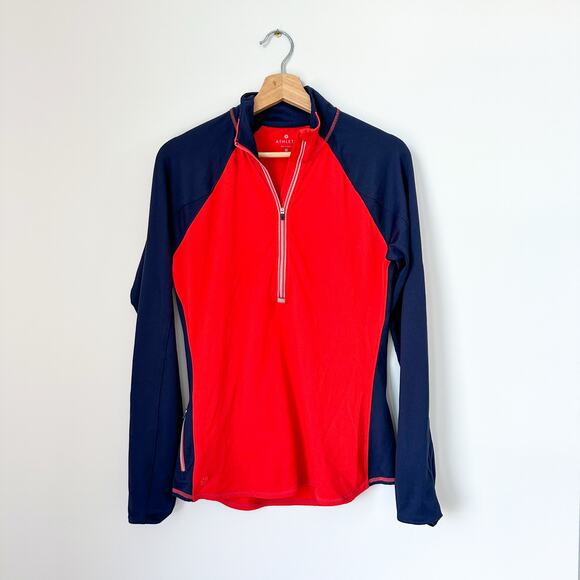 Athleta Running Wild Half Zip Colorblock Activewear Pullover Red/Blue M - Picture 1 of 8